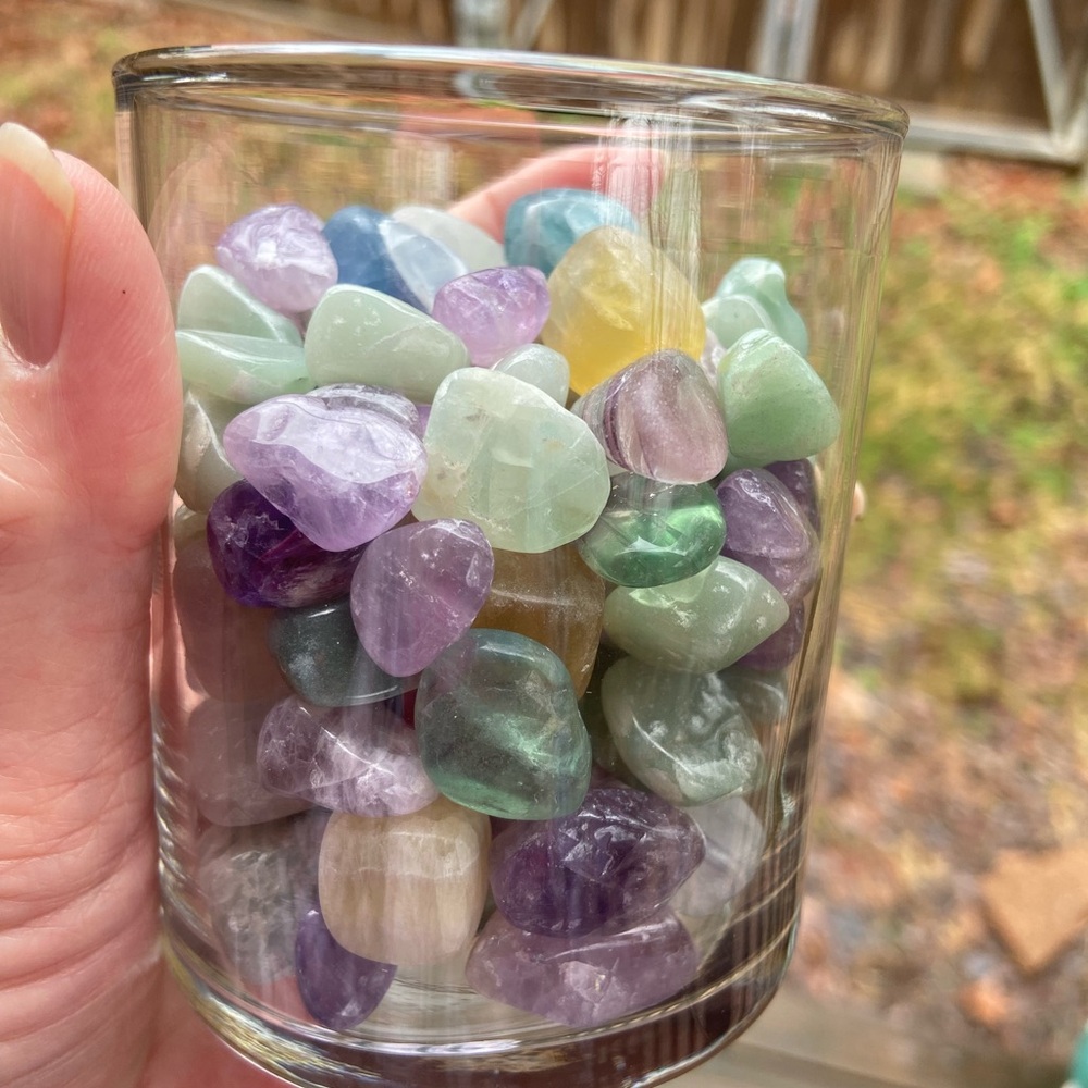 Crystal Tumbled Stones Rocks and Chips of Amethyst, Green Adventurine, Fluorite